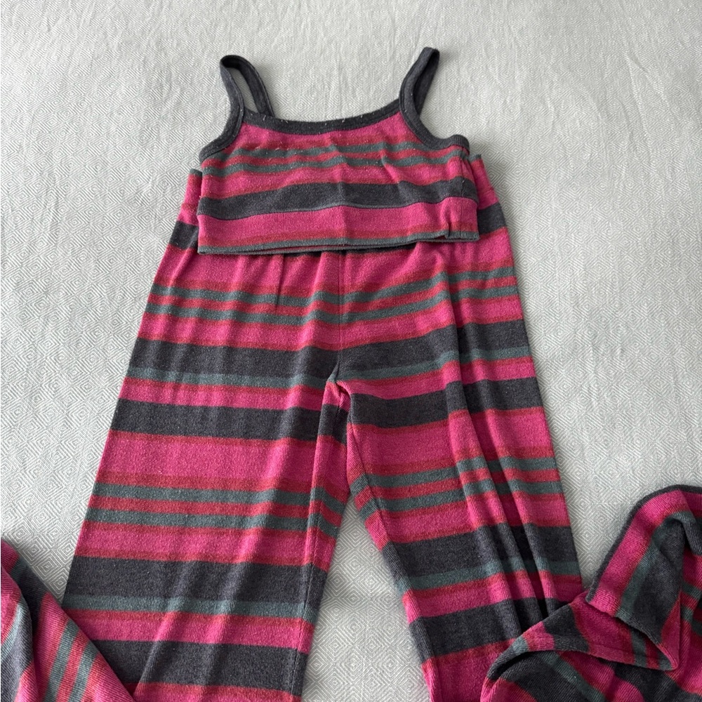 Striped Pink and Gray Pajama Set